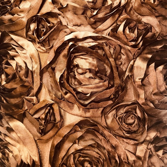 BROWN SILKY SATIN ROSES LUMBAR BED PILLOW SMOOTH PLAIN BACK 23x14 LIGHTLY LOVED - Picture 2 of 6